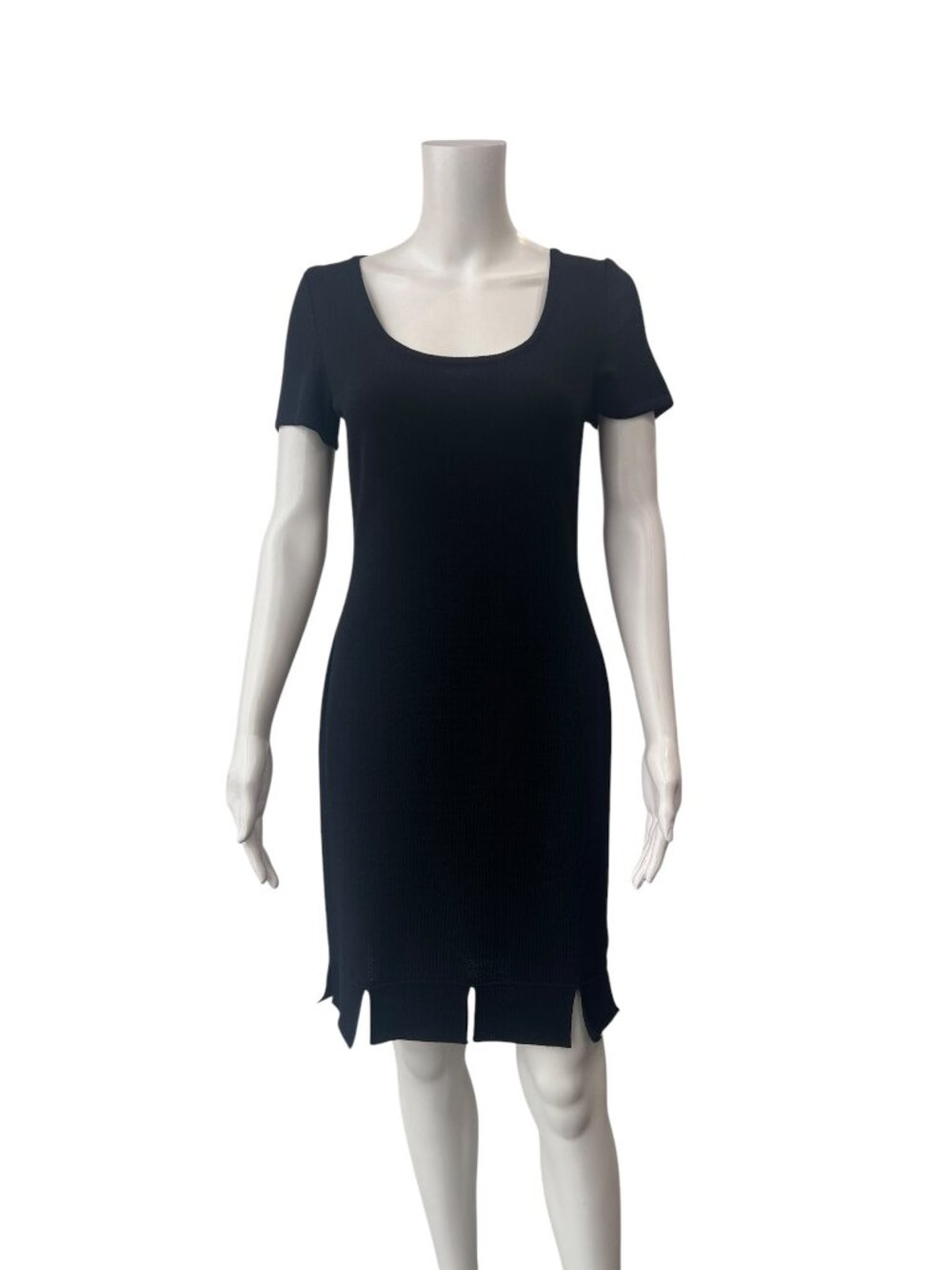 St. John Black Knit Scoop Neck Mini Dress size 2